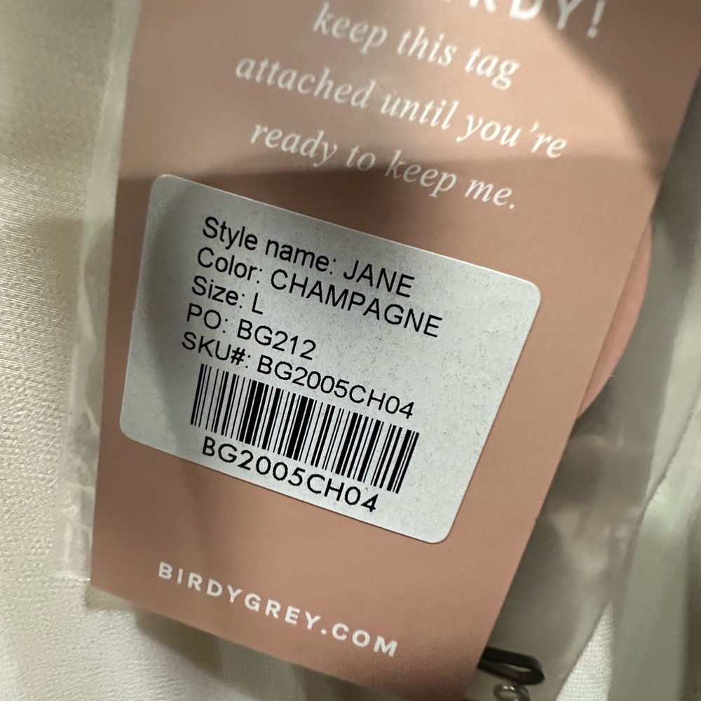 Birdy Grey JANE CONVERTIBLE DRESS CHIFFON CHAMPAGNE LARGE New NWT NO SLIT - Picture 5 of 5